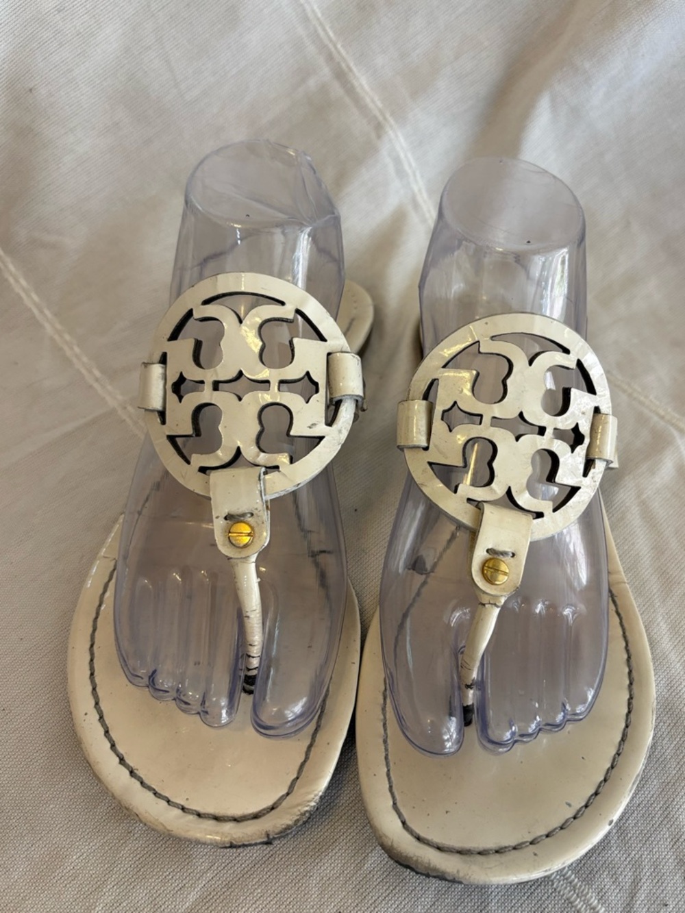 Tory Burch White Miller Sandals